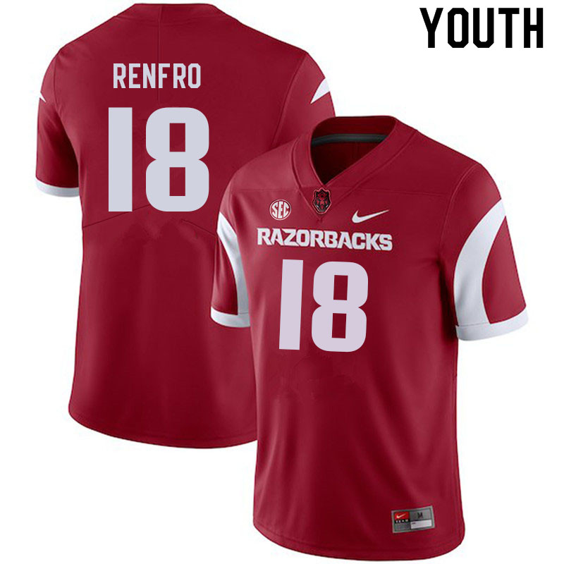 Youth #18 Kade Renfro Arkansas Razorbacks College Football Jerseys Sale-Cardinal - Click Image to Close